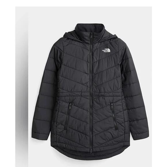 The North Face Tamburello Hooded Full Zip Quilted Parka Puffer Jacket Black L - Picture 1 of 13
